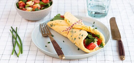Recept: Eiwrap met spinazie en tomaatjes