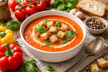 Recept: Snelle tomaat-paprika soep