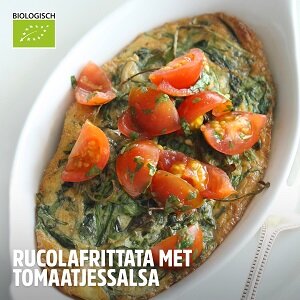 Recept: Rucolafrittata met tomaatjessalsa