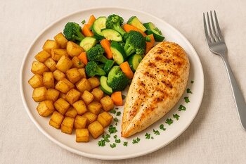 Recept: Gebakken aardappels met groenten en kipfilet