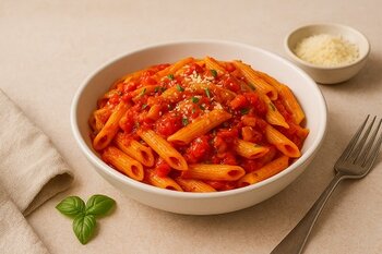 Recept: Pasta met salsa pronta di ciliegino con peperoni