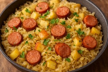 Recept: Zuurkoolpan met appel en mosterd-tijm twist