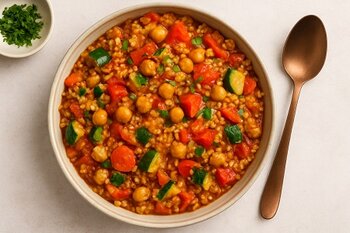 Recept: Bulgurstoof met groenten en kikkererwten