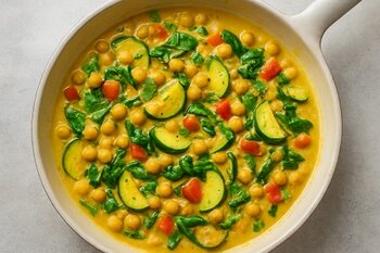 Recept: Romige kokosgroenten met kikkererwten